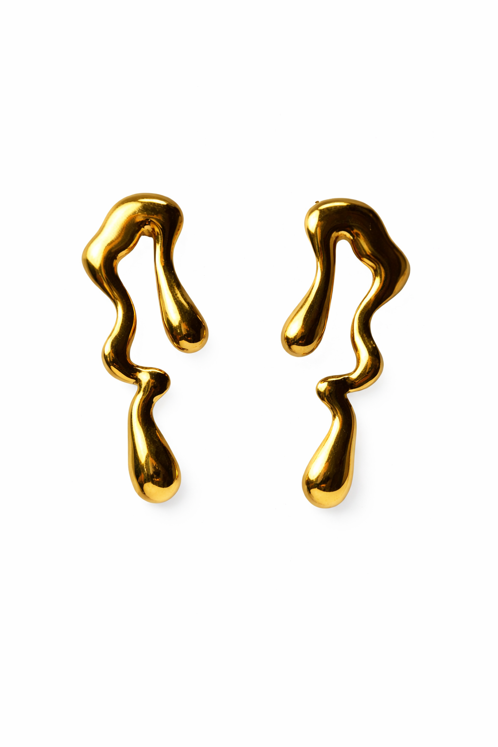 Pair of gold earrings on a white background by Zenva