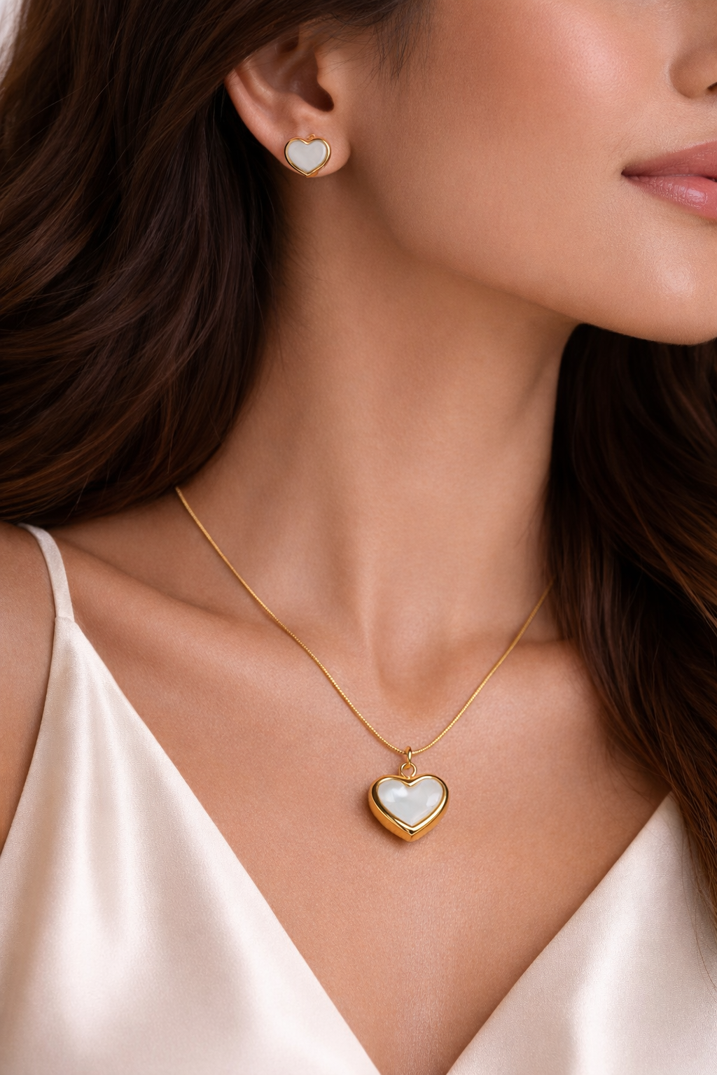 Lumière Promise Heart Pendant Necklace & Earrings Set